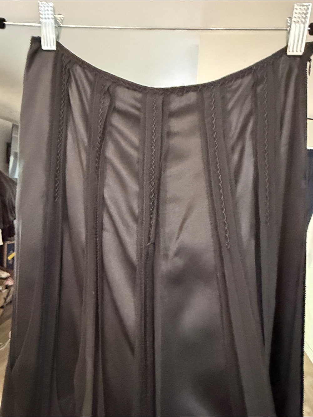 Elie Tahari Black Paneled A-Line Midi Skirt - Picture 11 of 12